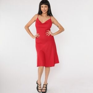 She + Sky Stretchy Red Below The Knee Cocktail Dress L